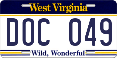 WV license plate DOC049