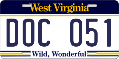 WV license plate DOC051