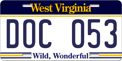 WV license plate DOC053