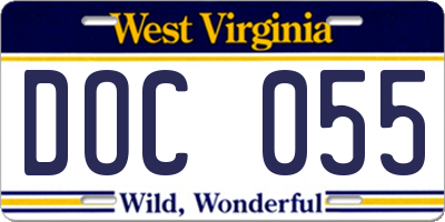 WV license plate DOC055