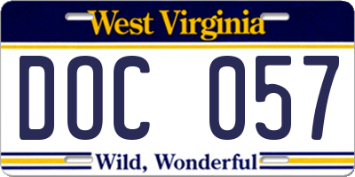 WV license plate DOC057