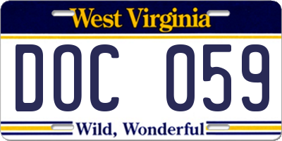 WV license plate DOC059