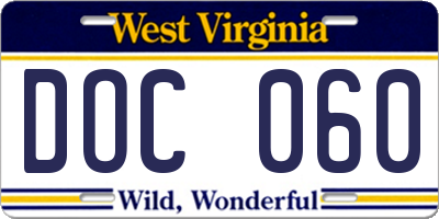 WV license plate DOC060