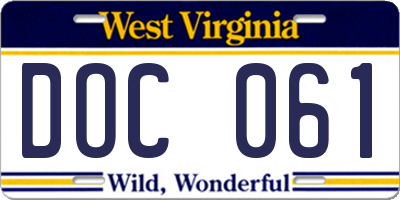 WV license plate DOC061