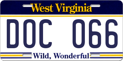 WV license plate DOC066