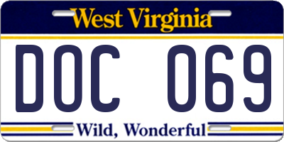 WV license plate DOC069