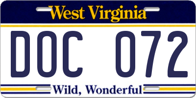 WV license plate DOC072