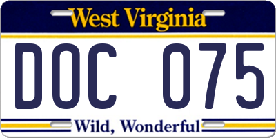 WV license plate DOC075