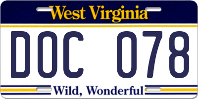WV license plate DOC078