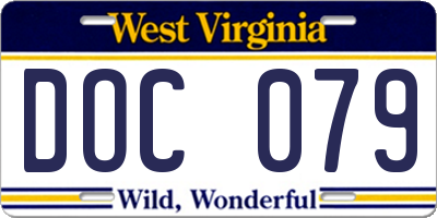 WV license plate DOC079