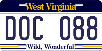 WV license plate DOC088