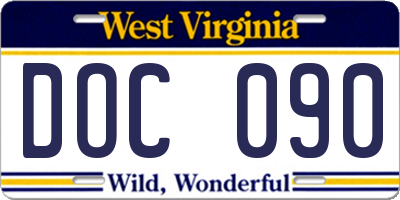 WV license plate DOC090