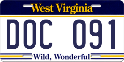 WV license plate DOC091