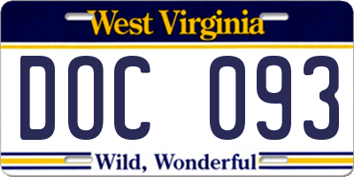 WV license plate DOC093