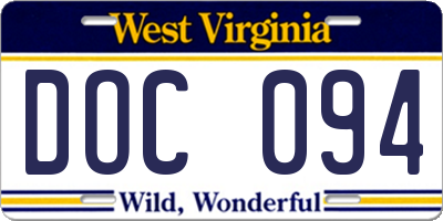 WV license plate DOC094