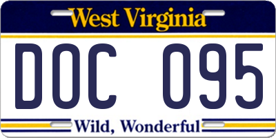 WV license plate DOC095