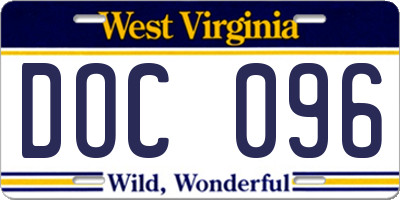 WV license plate DOC096