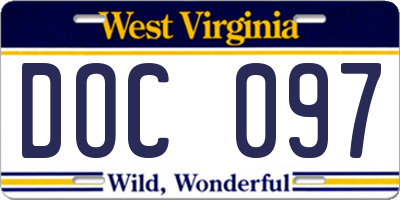 WV license plate DOC097