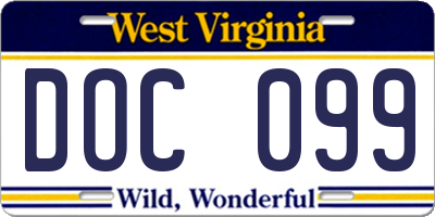 WV license plate DOC099