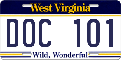WV license plate DOC101