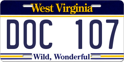 WV license plate DOC107