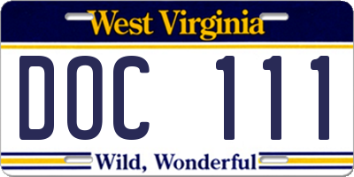 WV license plate DOC111