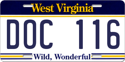 WV license plate DOC116
