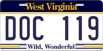 WV license plate DOC119