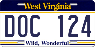 WV license plate DOC124