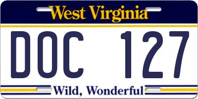 WV license plate DOC127