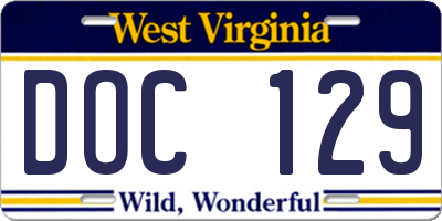 WV license plate DOC129