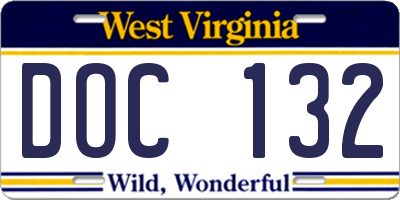 WV license plate DOC132
