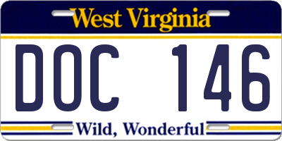 WV license plate DOC146