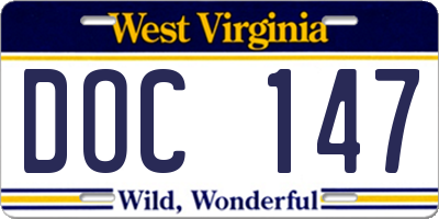 WV license plate DOC147