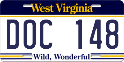 WV license plate DOC148