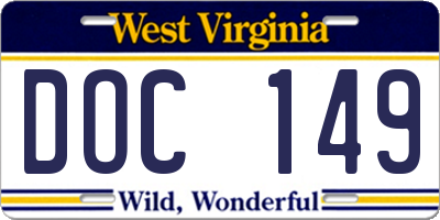 WV license plate DOC149