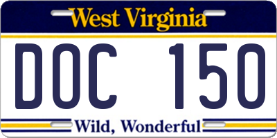 WV license plate DOC150