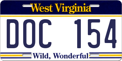 WV license plate DOC154