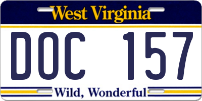 WV license plate DOC157