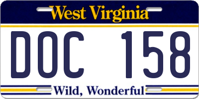 WV license plate DOC158