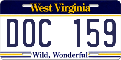 WV license plate DOC159
