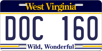 WV license plate DOC160