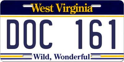 WV license plate DOC161