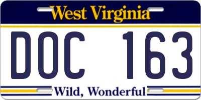 WV license plate DOC163