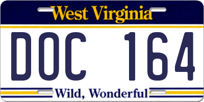 WV license plate DOC164