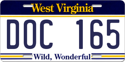 WV license plate DOC165