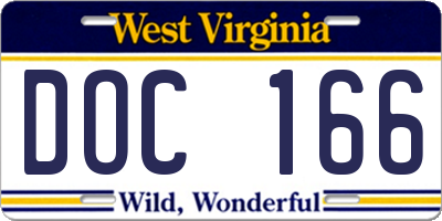 WV license plate DOC166