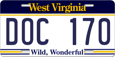 WV license plate DOC170