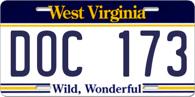 WV license plate DOC173