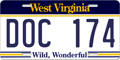 WV license plate DOC174